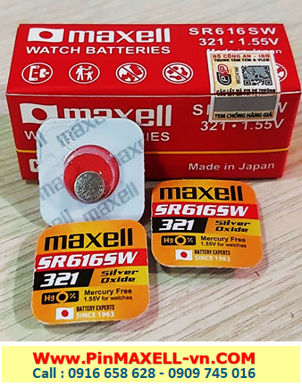 PIn SR616SW _pIN 321; Pin đồng hồ Maxell SR616SW-321 Silver Oxide 1.55v _Made in Japan _Vỉ 1viên